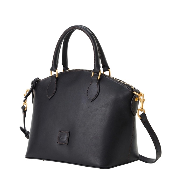 NWT Dooney & Bourke Florentine Geena Satchel in Black Black (Retail $408) - Picture 2 of 5